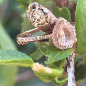 Rose Gold 10k Morganite & Diamond Halo Engagement Ring